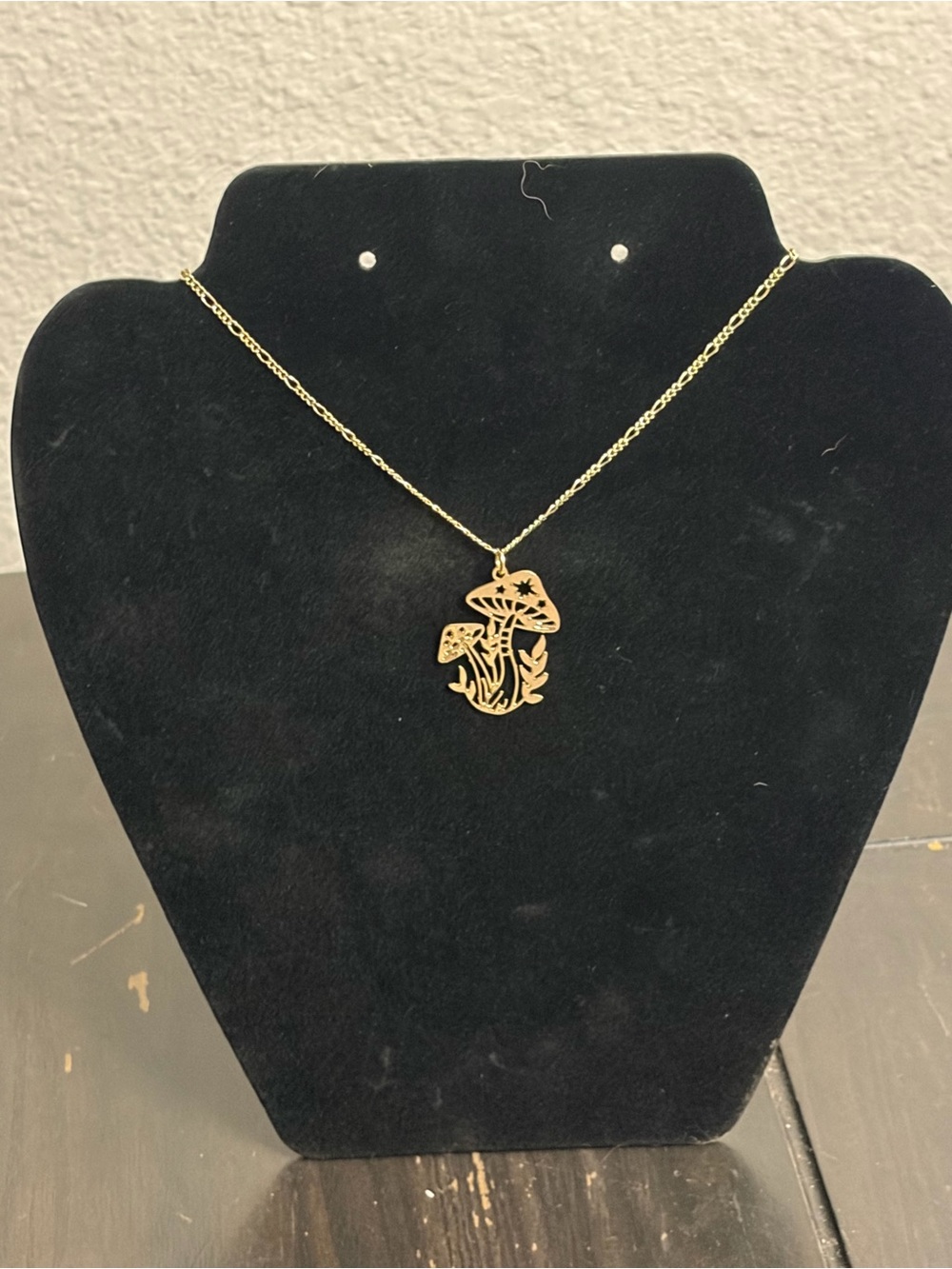 Gold Tone Mushroom Pendant Necklace - Women Jewelry